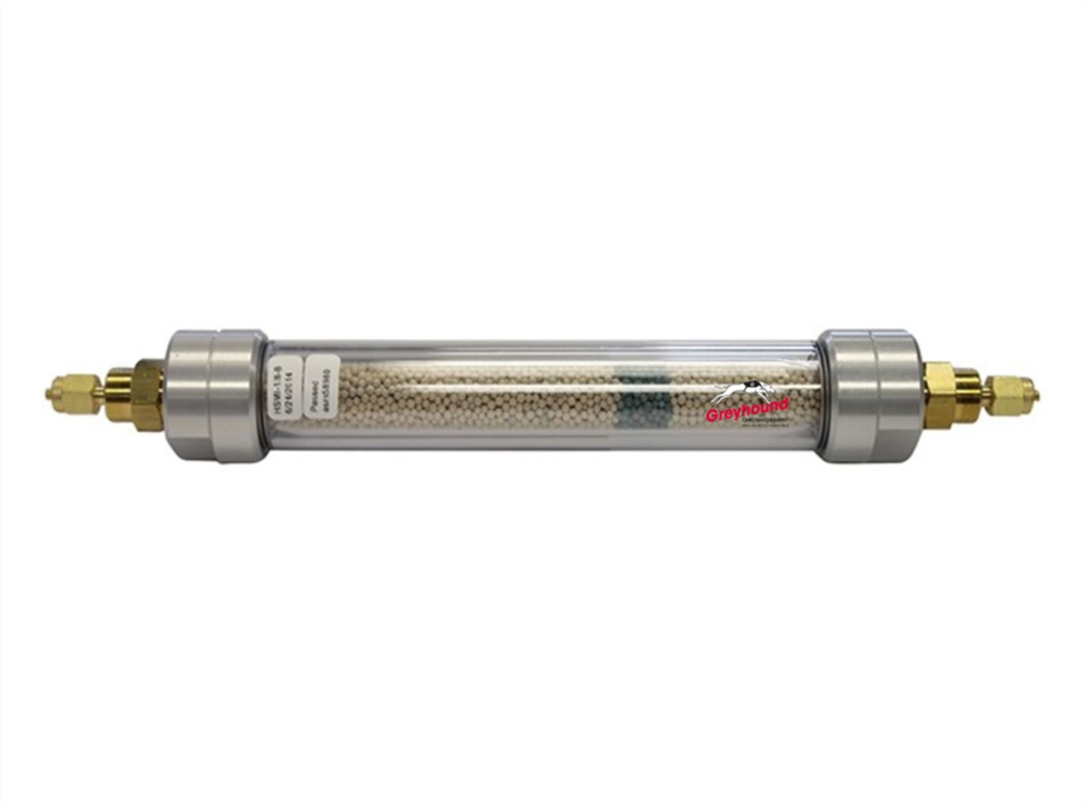 Picture of ZPure Glass High Sensitivity Indicaing Moisture Filter, 46cc, 1/8" Brass Compression Fittings